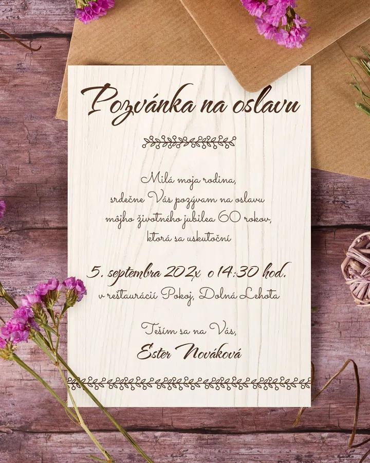 Pozvánka na narodeniny Svetlé drevo 1/2