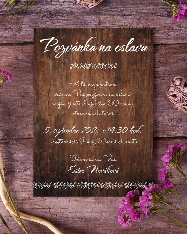 Pozvánka na narodeniny Tmavé drevo 1/2