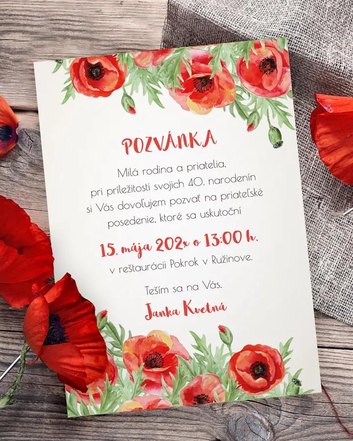 Pozvánka na narodeniny Poľné maky 01