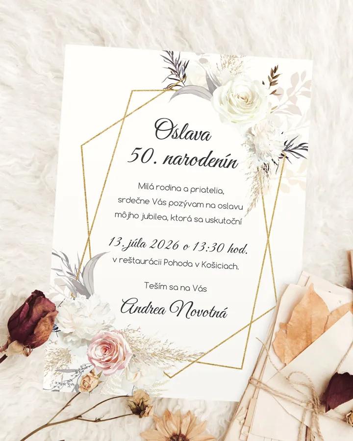 Pozvánka na narodeniny Rozkvitnuté kvety 01