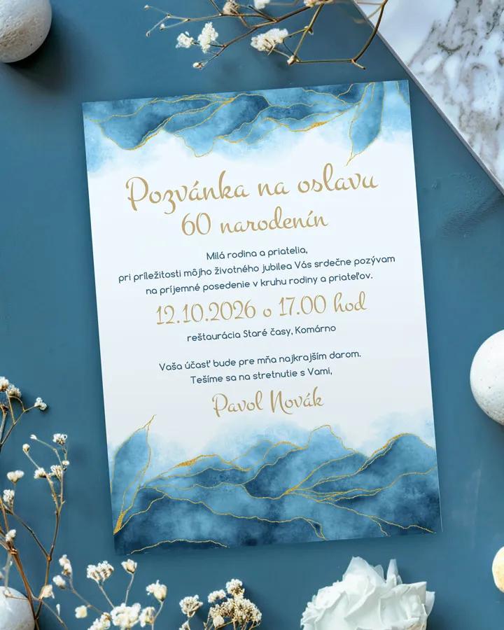 Pozvánka na narodeniny Abstrakt 03 modrá