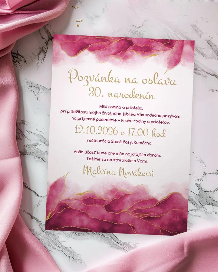 Pozvánka na narodeniny Abstrakt 03 ružová