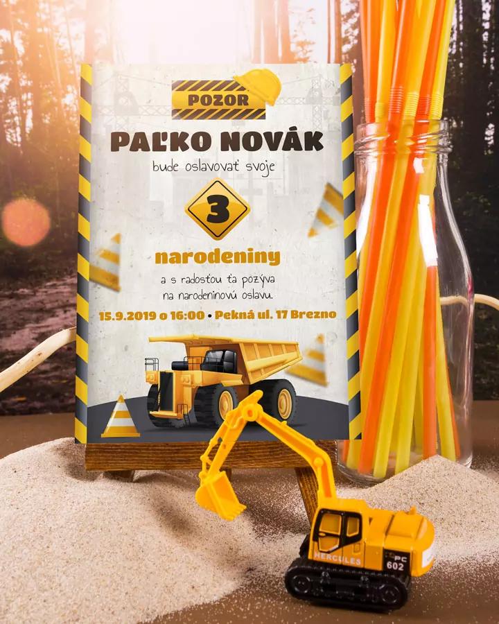 Detská pozvánka na oslavu - Nákladné auto 1/4