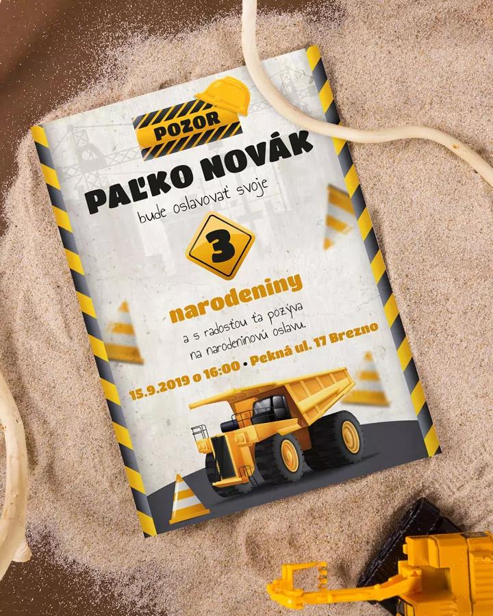 Detská pozvánka na oslavu - Nákladné auto 3/4