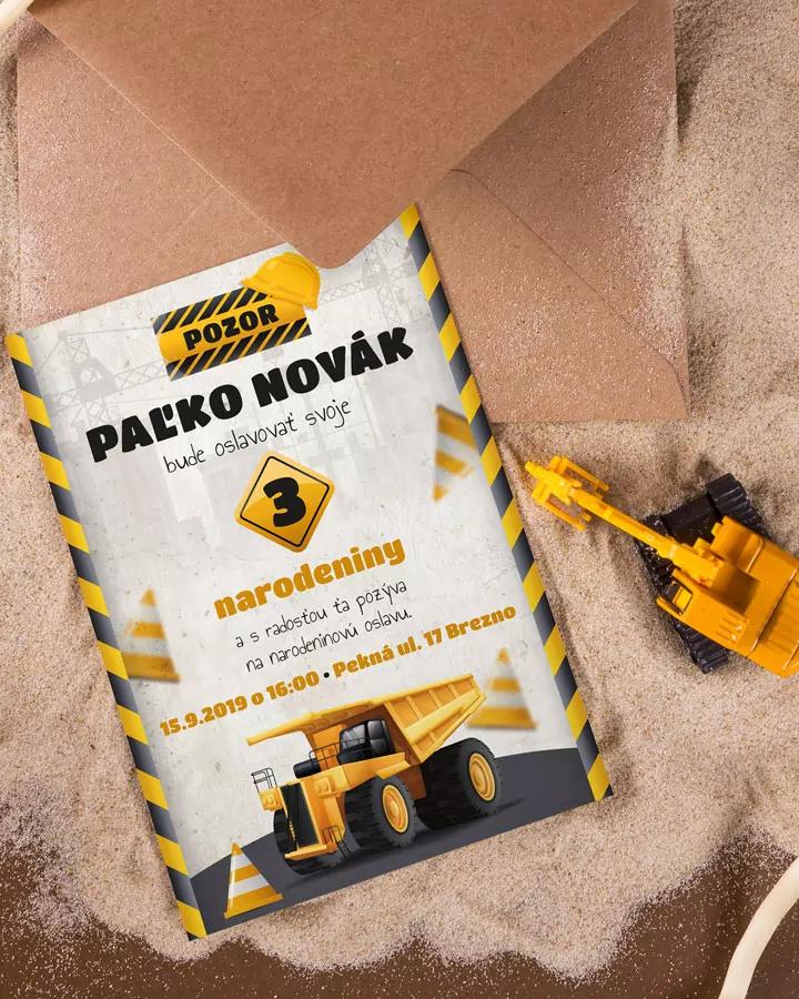 Detská pozvánka na oslavu - Nákladné auto 2/4