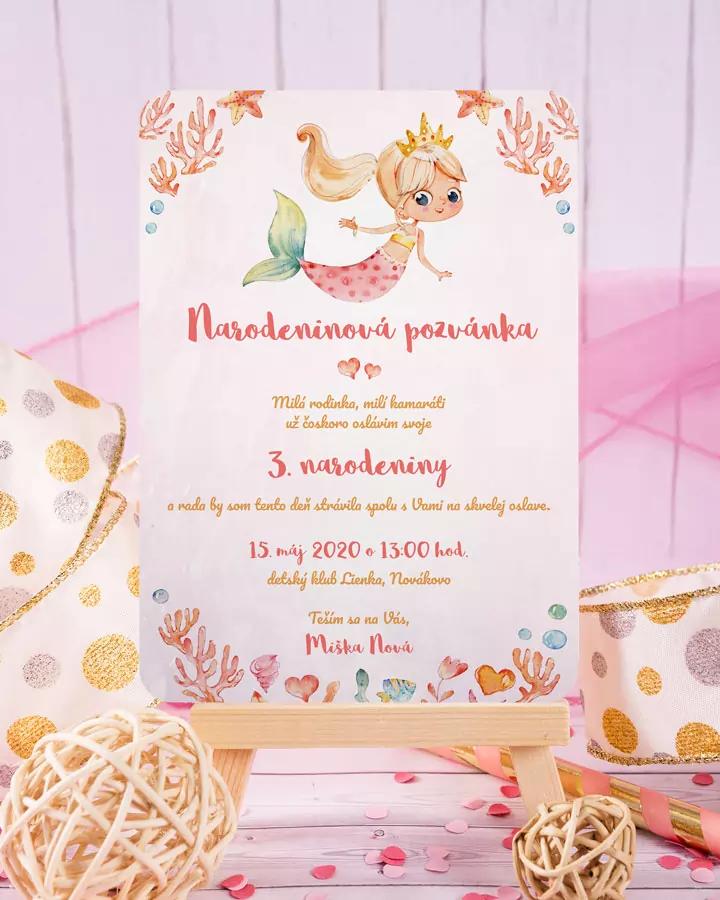 Detská pozvánka na oslavu - Malá morská víla 2/3