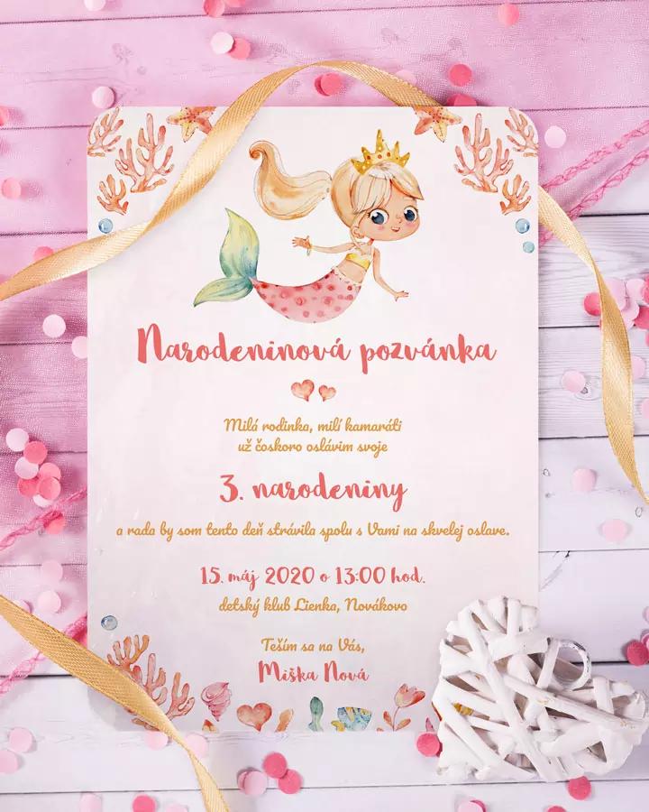 Detská pozvánka na oslavu - Malá morská víla
