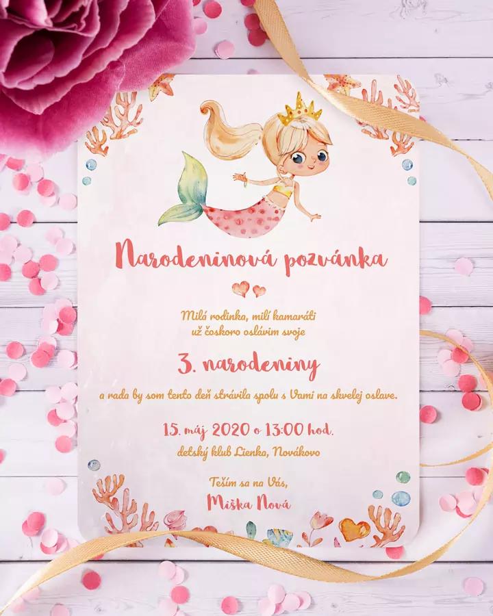 Detská pozvánka na oslavu - Malá morská víla 1/3