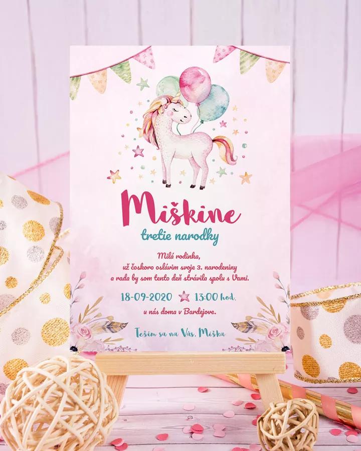 Detská pozvánka na oslavu - Jednorožec 02 1/2