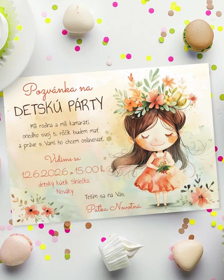 Detská pozvánka na oslavu - Lúčna víla