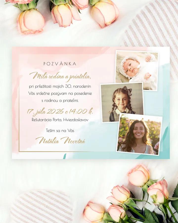 Pozvánka na narodeniny s fotkou Abstrakt 01