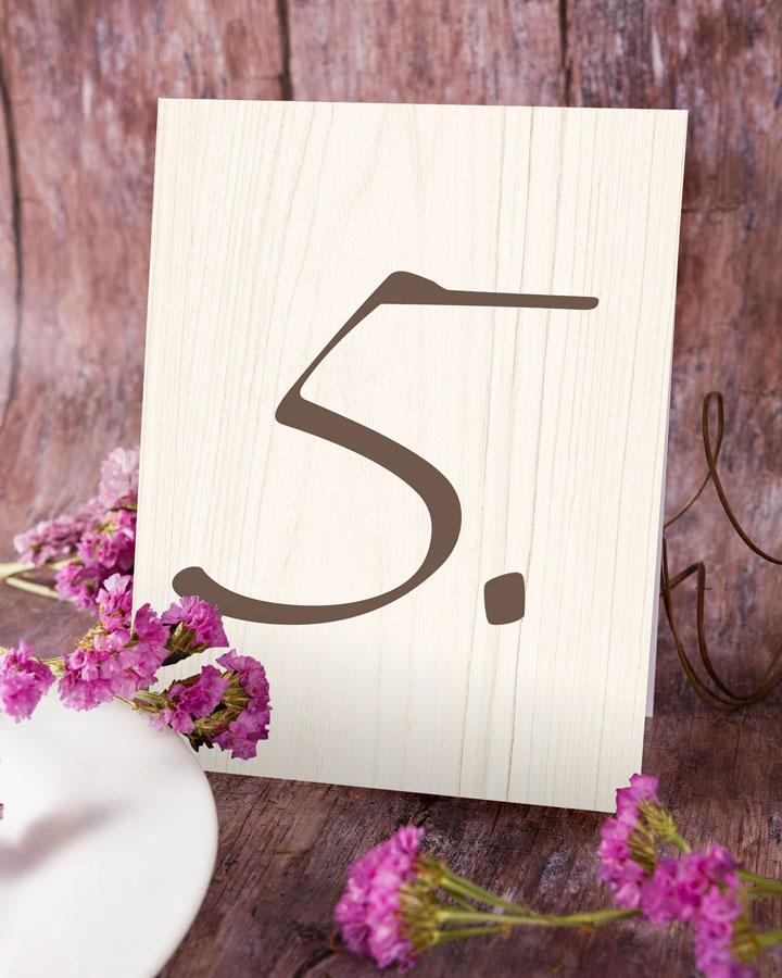 Svadobné číslovanie - Drevo 01 (svetlé) 1/2