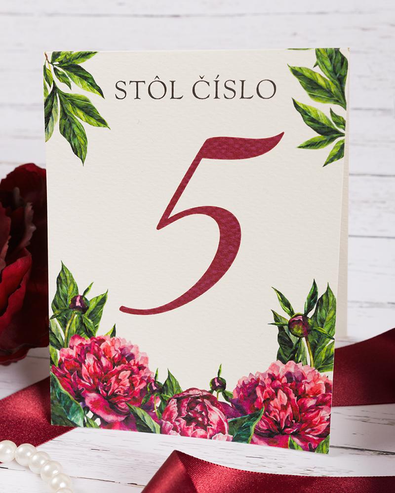 Svadobné číslovanie s pivonkami 2/7