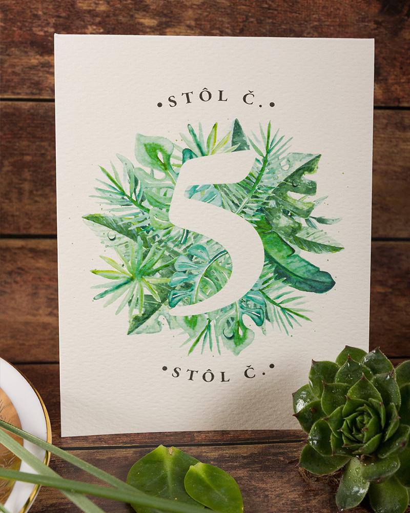 Svadobné číslovanie - Greenery  01 1/2