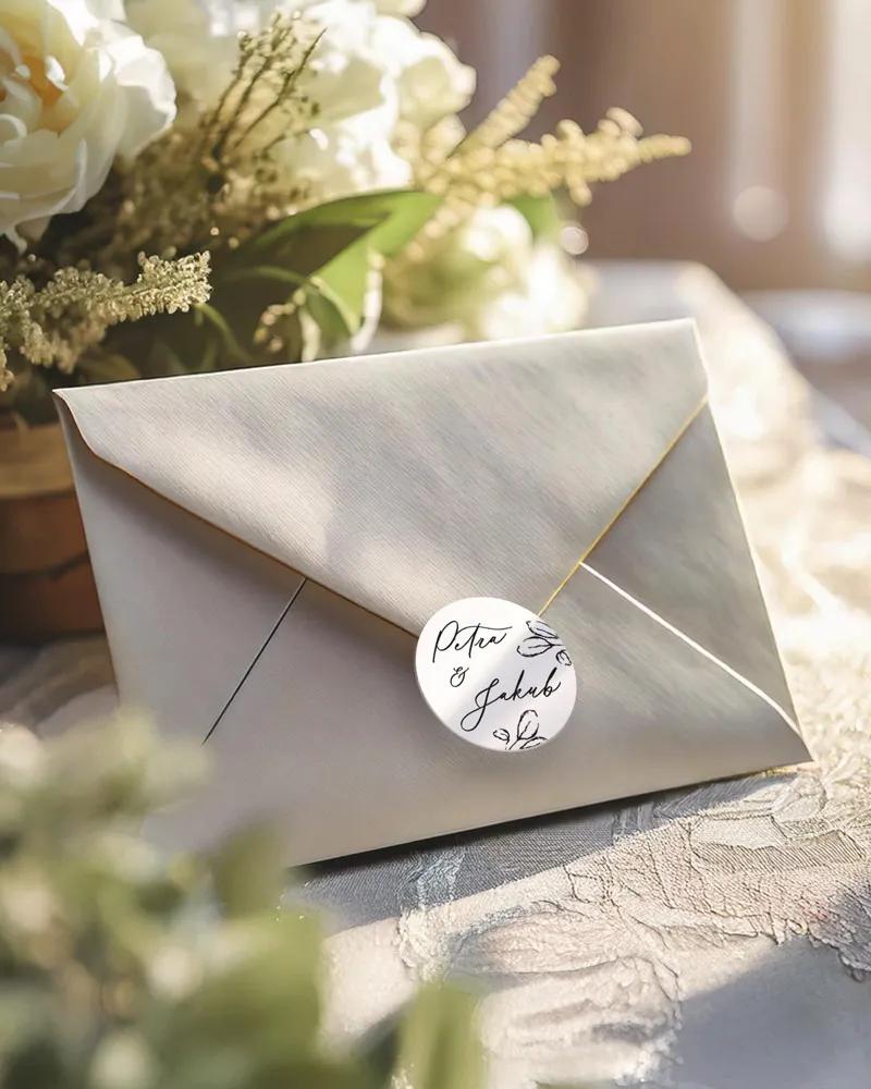 Mini nálepky na obálky / darčeky Listy lásky biele 1/3