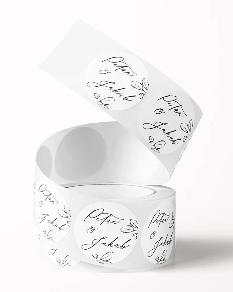 Mini nálepky na obálky / darčeky Listy lásky biele 2/3