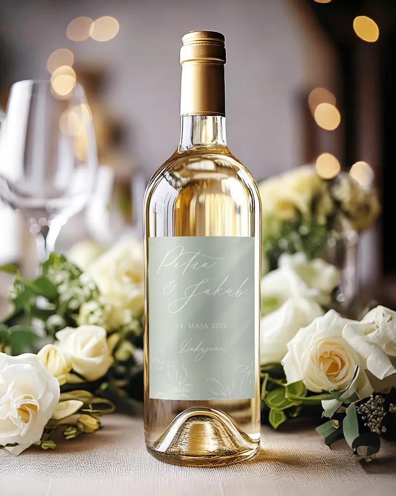 Svadobné etikety na víno / pálenku Listy lásky- sage 1/2