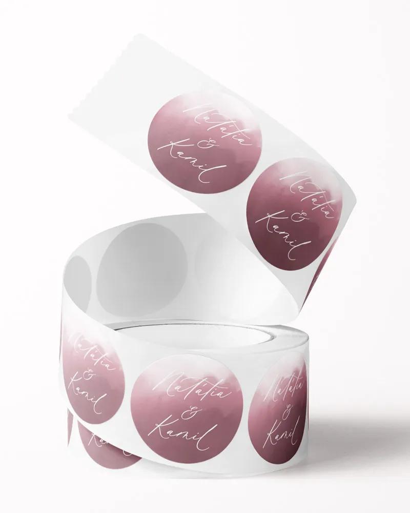 Mini nálepky na obálky / darčeky Akvarelová láska (ružová) 2/3