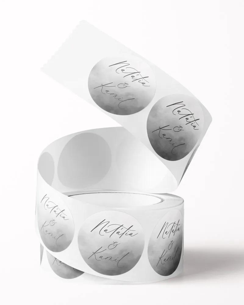 Mini nálepky na obálky / darčeky Akvarelová láska (sivá) 2/3