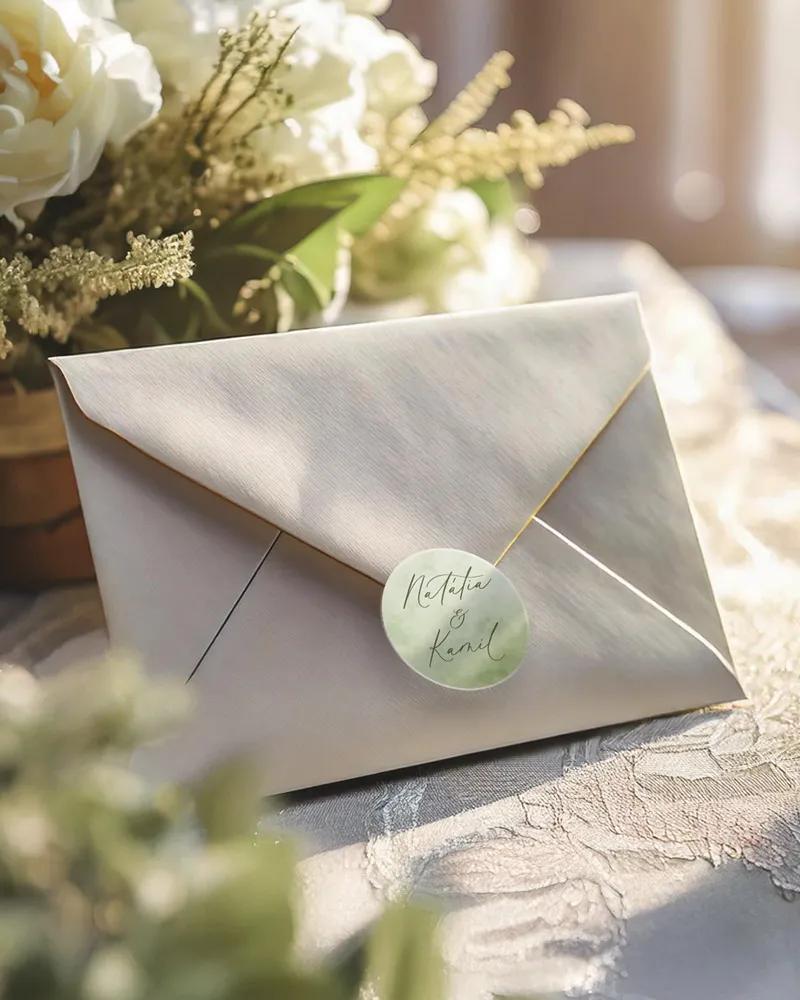 Mini nálepky na obálky / darčeky Akvarelová láska (zelená) 1/3