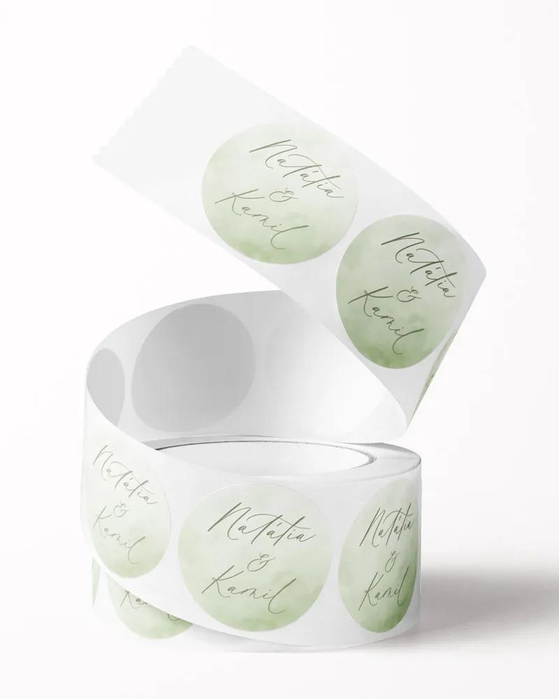 Mini nálepky na obálky / darčeky Akvarelová láska (zelená) 2/3