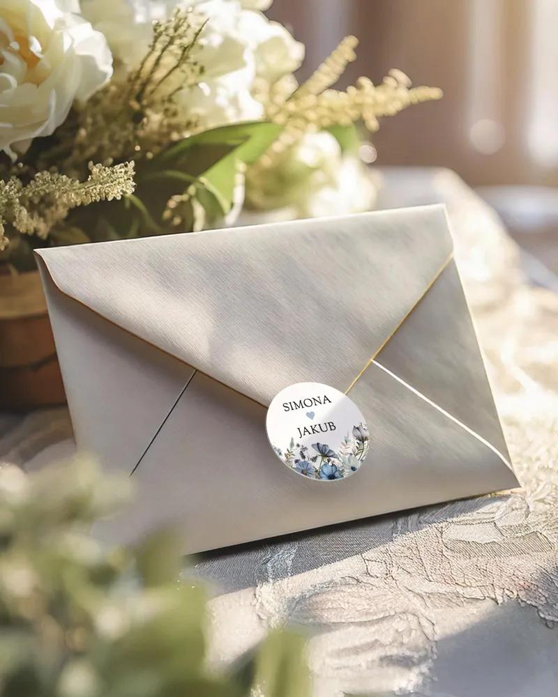 Mini nálepky na obálky / darčeky Modrý venček 1/3