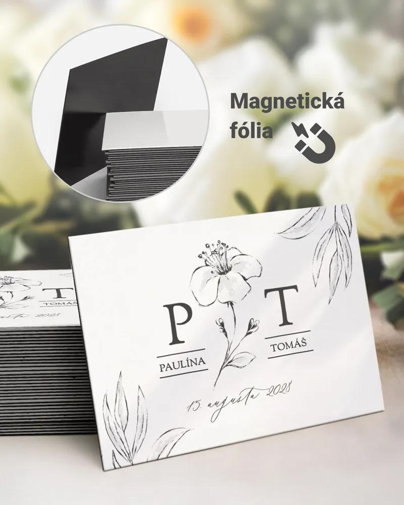Svadobné magnetky obdĺžnik Kvetinový sľub