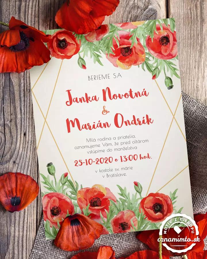 Svadobné oznámenia - Poľné maky 1/2