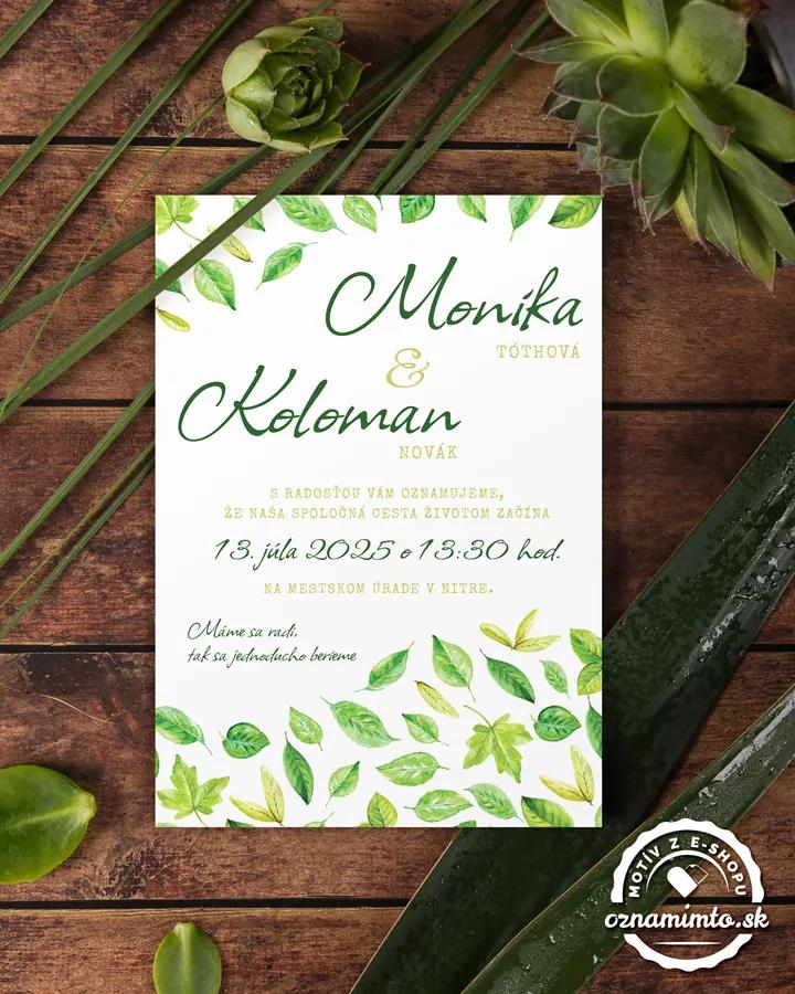 Svadobné oznámenia - Svieže listy 01 1/3