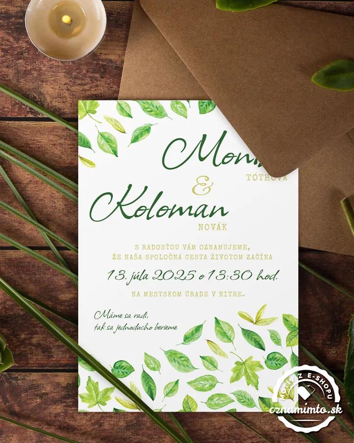 Svadobné oznámenia - Svieže listy 01 2/3