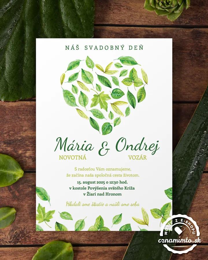 Svadobné oznámenia - Svieže listy 02 1/3