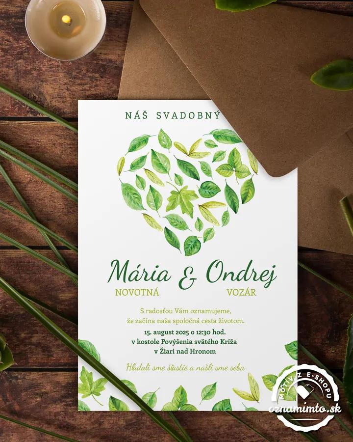 Svadobné oznámenia - Svieže listy 02 2/3