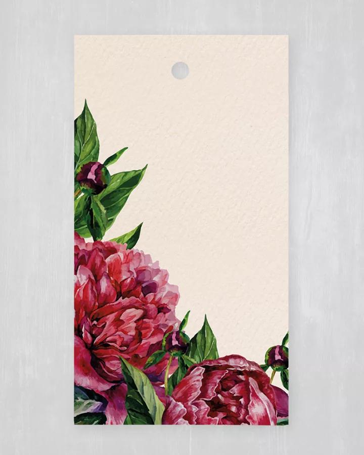 Visačka na výslužky / darčeky / produkty - Pivonky (svetlá) (sada 10ks) 1/2