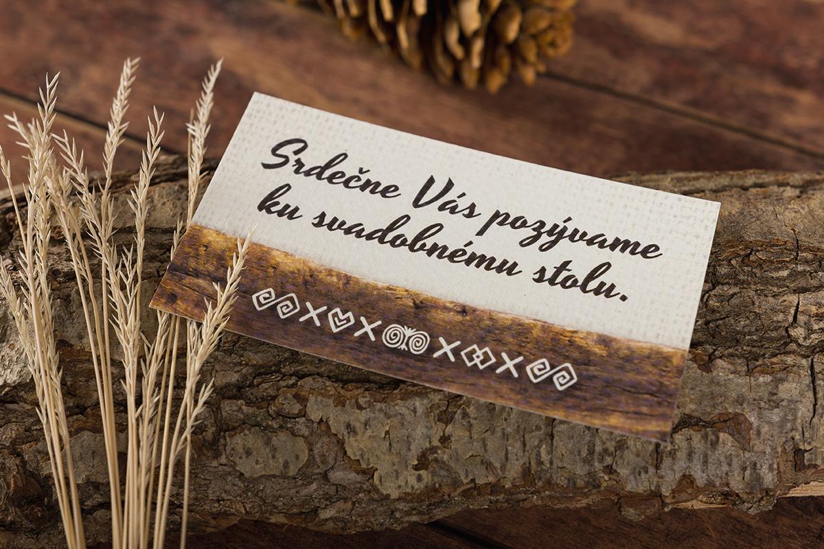 Svadobná pozvánka s ľudovým dreveným motívom 1/2