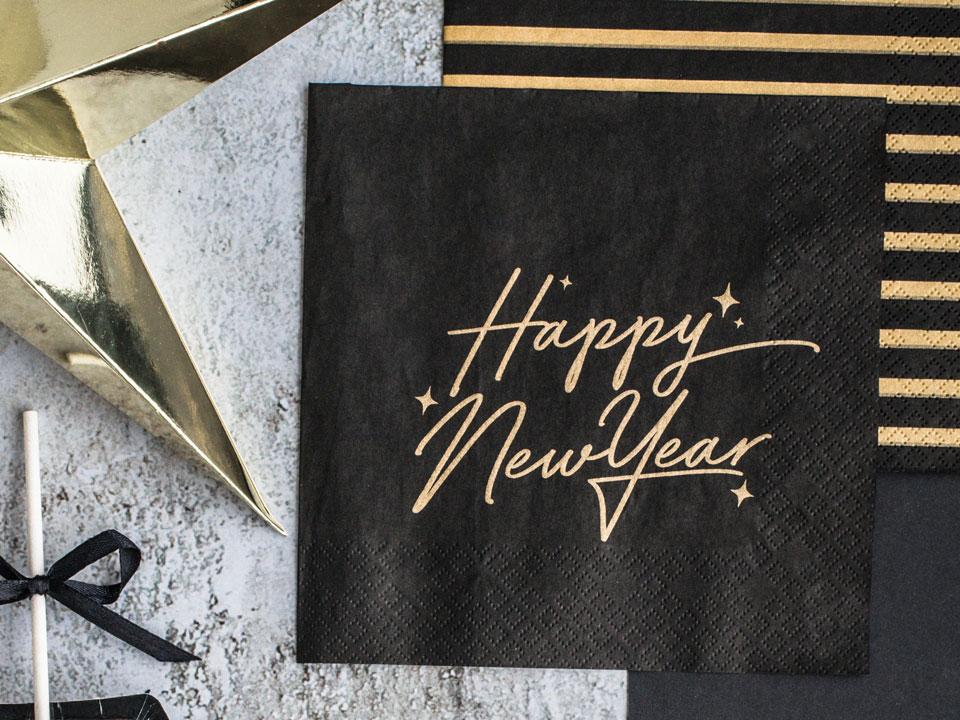 Servítky čierno-zlaté pásiky 3/4