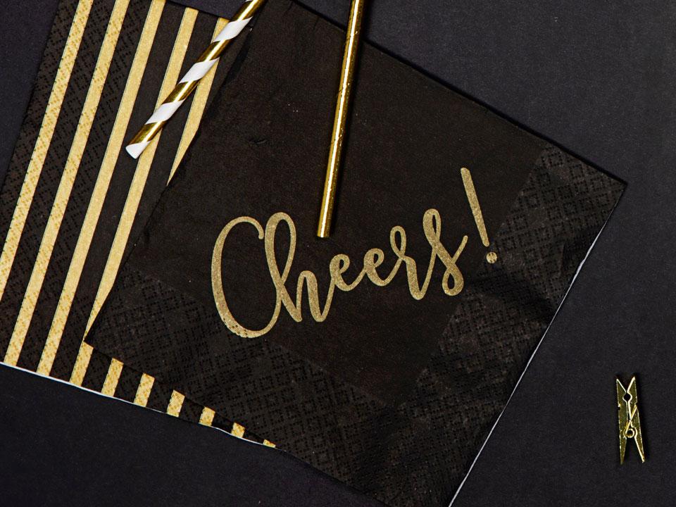 Servítky čierno-zlaté pásiky 2/4