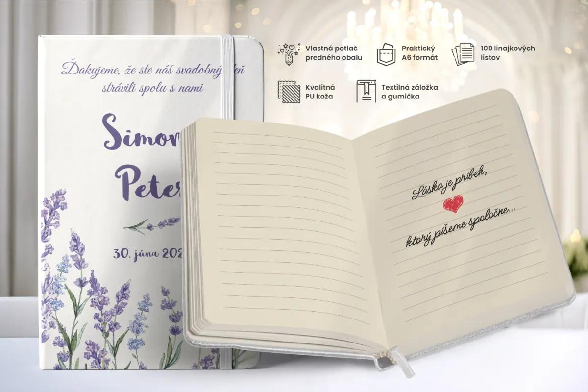 Personalizovaný svadobný zápisník pre hostí - vzor Levanduľa 1/2