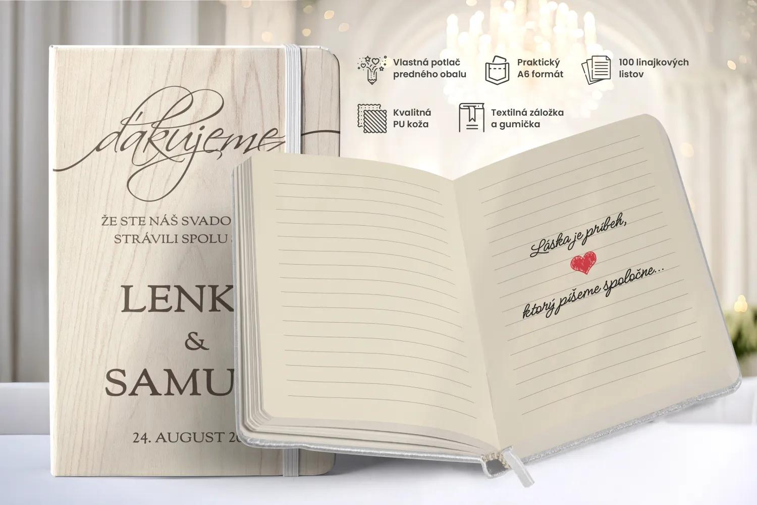Personalizovaný svadobný zápisník pre hostí - vzor Svetlé drevo 1/2