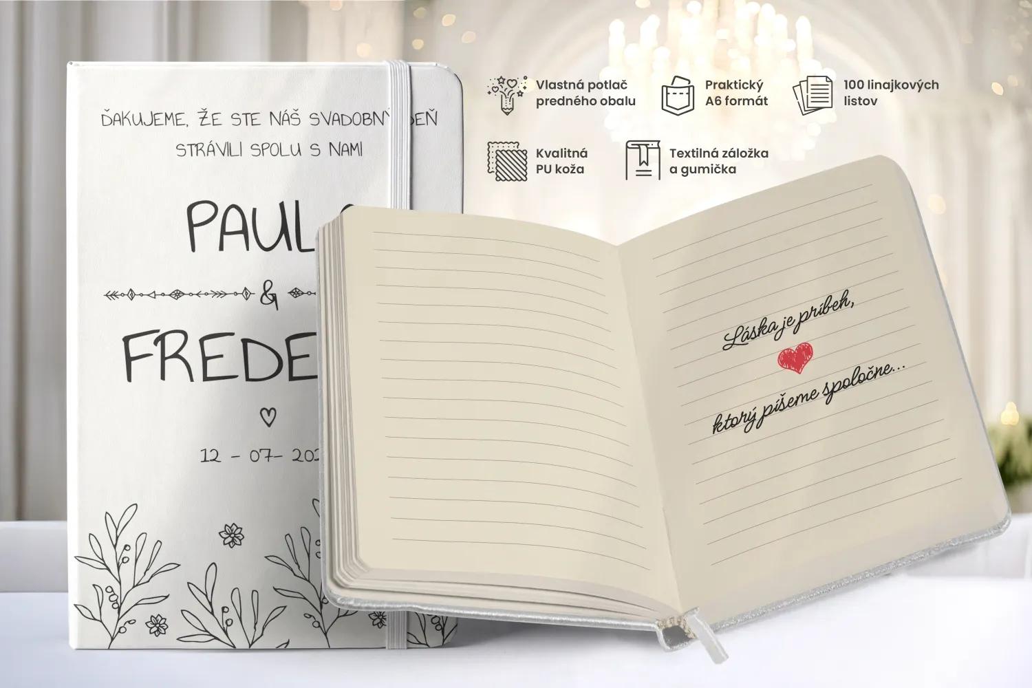Personalizovaný svadobný zápisník pre hostí - vzor Vintage 03 1/2