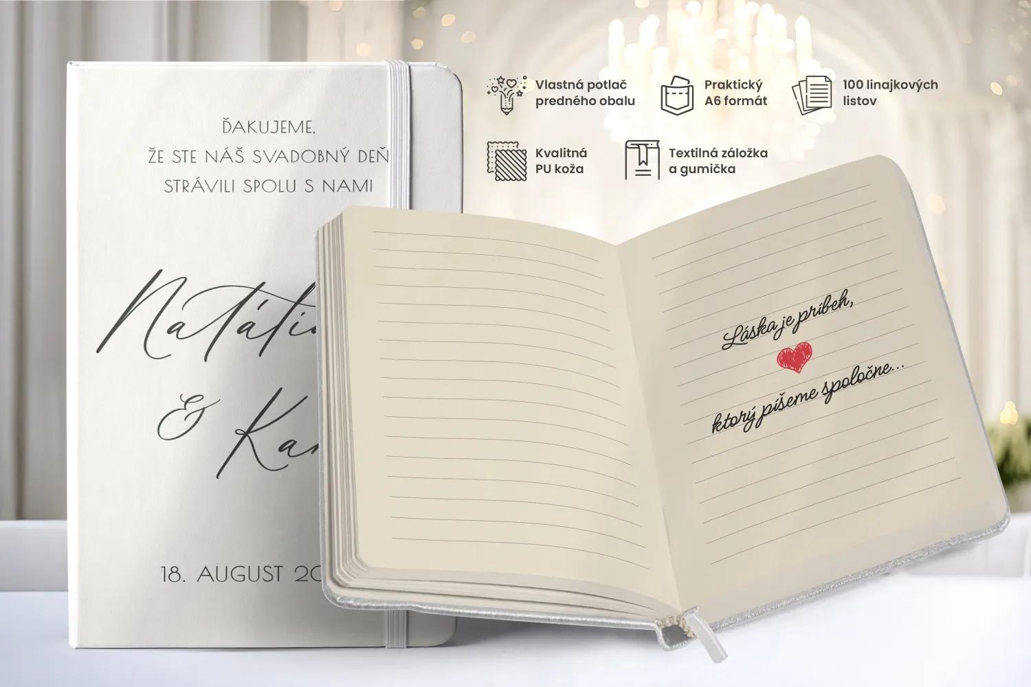 Personalizovaný svadobný zápisník pre hostí - vzor Jemná elegancia 1/2