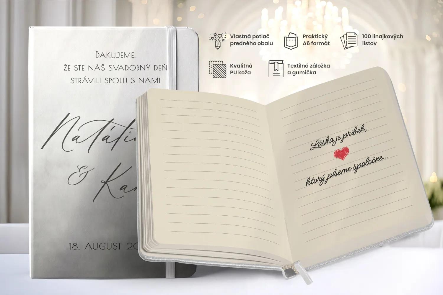 Personalizovaný svadobný zápisník pre hostí - vzor Akvarelová láska- sivá 1/2