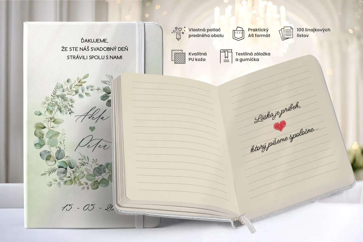 Personalizovaný svadobný zápisník pre hostí - vzor Sľub prírody I 1/2