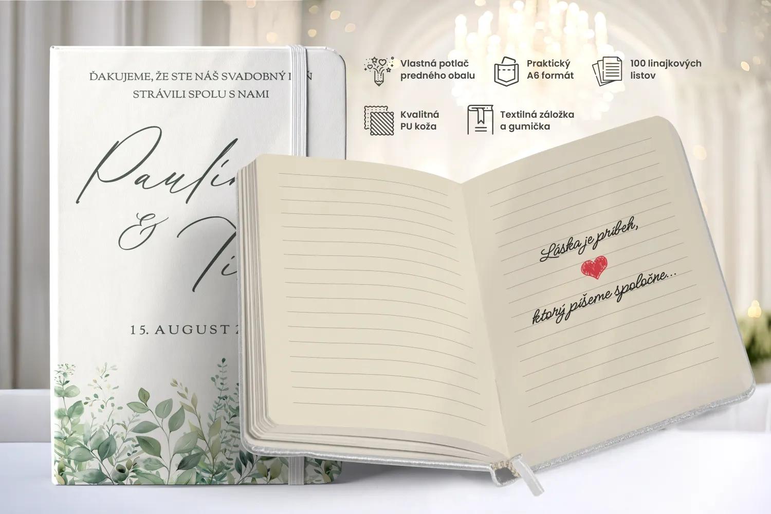 Personalizovaný svadobný zápisník pre hostí - vzor Sľub prírody II 1/2
