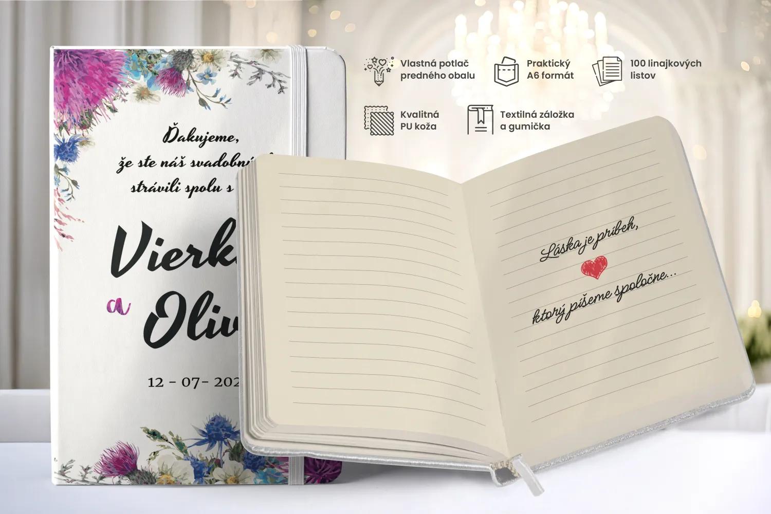 Personalizovaný svadobný zápisník pre hostí - vzor Pestré poľné kvety 1/2