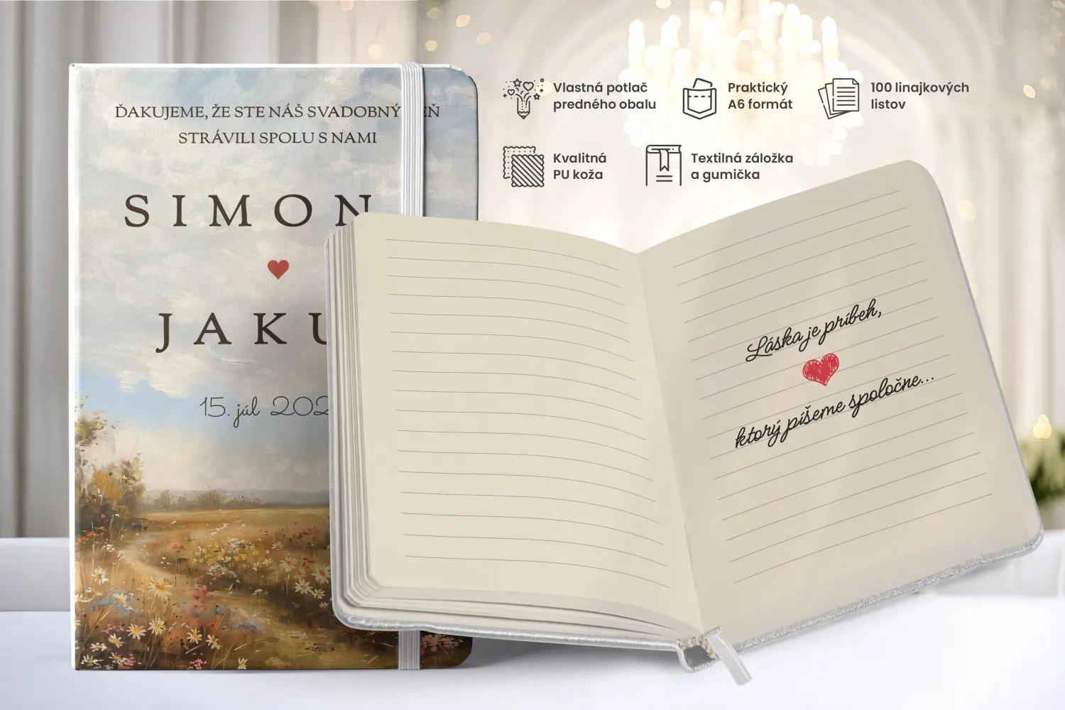 Personalizovaný svadobný zápisník pre hostí - vzor Kapitola lásky I 1/2