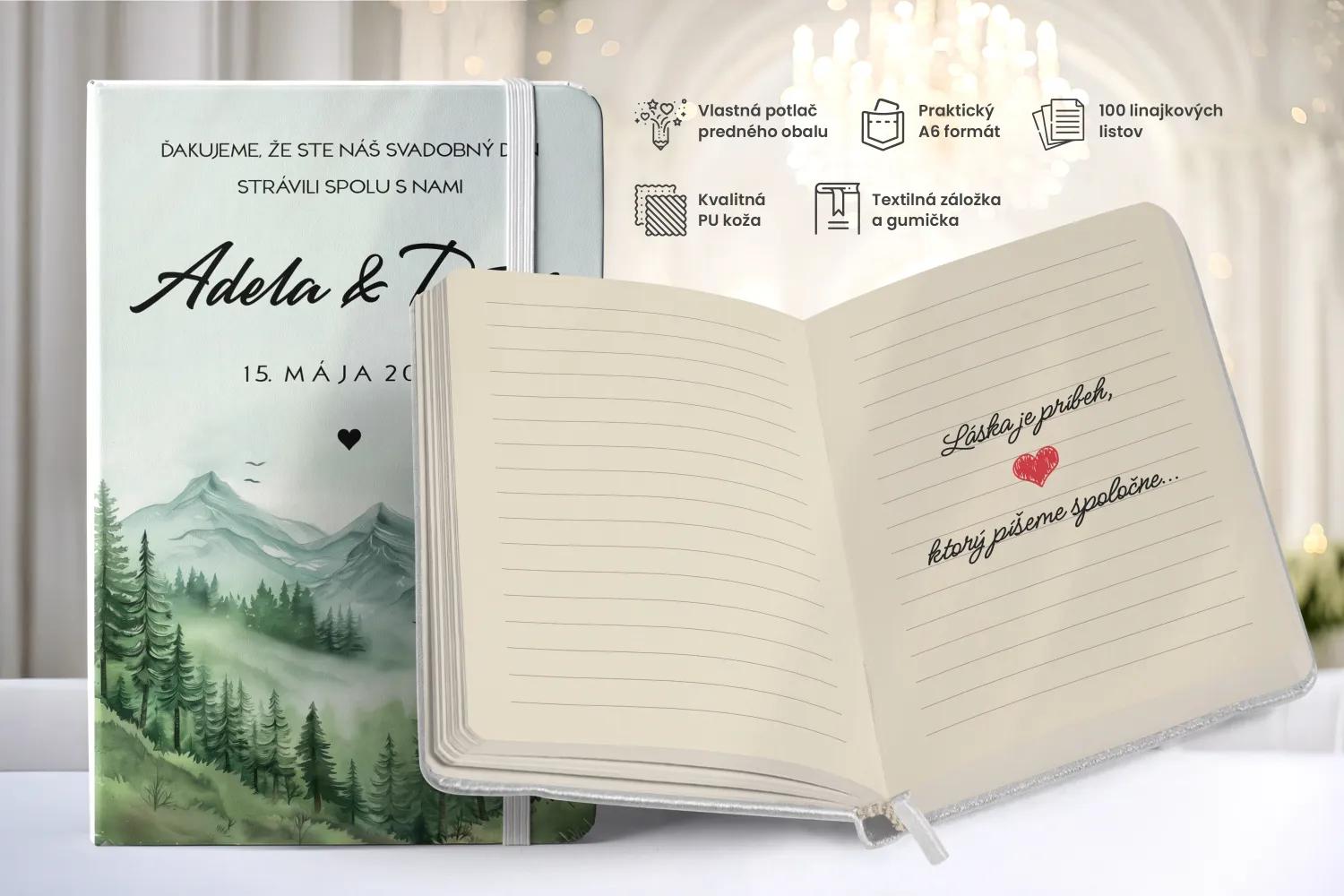 Personalizovaný svadobný zápisník pre hostí - vzor Láska z hôr I 1/2