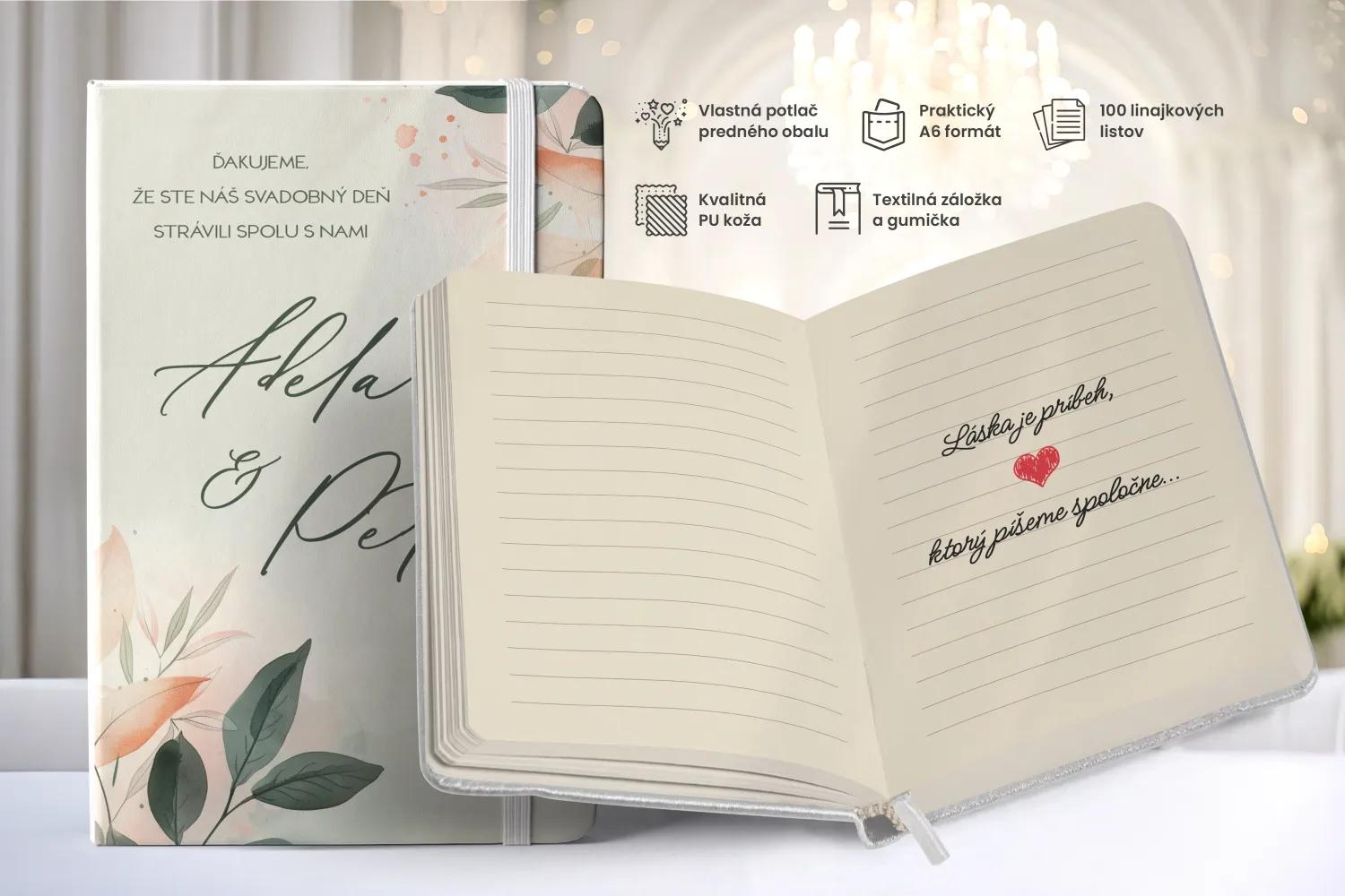 Personalizovaný svadobný zápisník pre hostí - vzor Listy večnosti 1/2