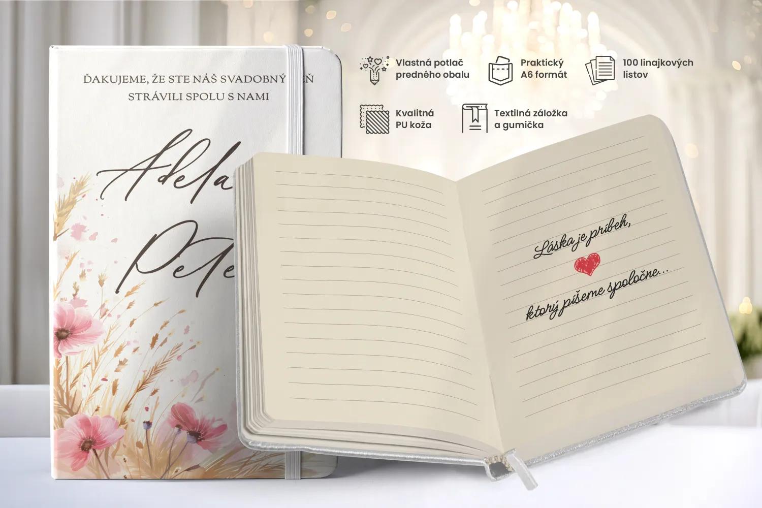 Personalizovaný svadobný zápisník pre hostí - vzor Kvetinový sľub 1/2