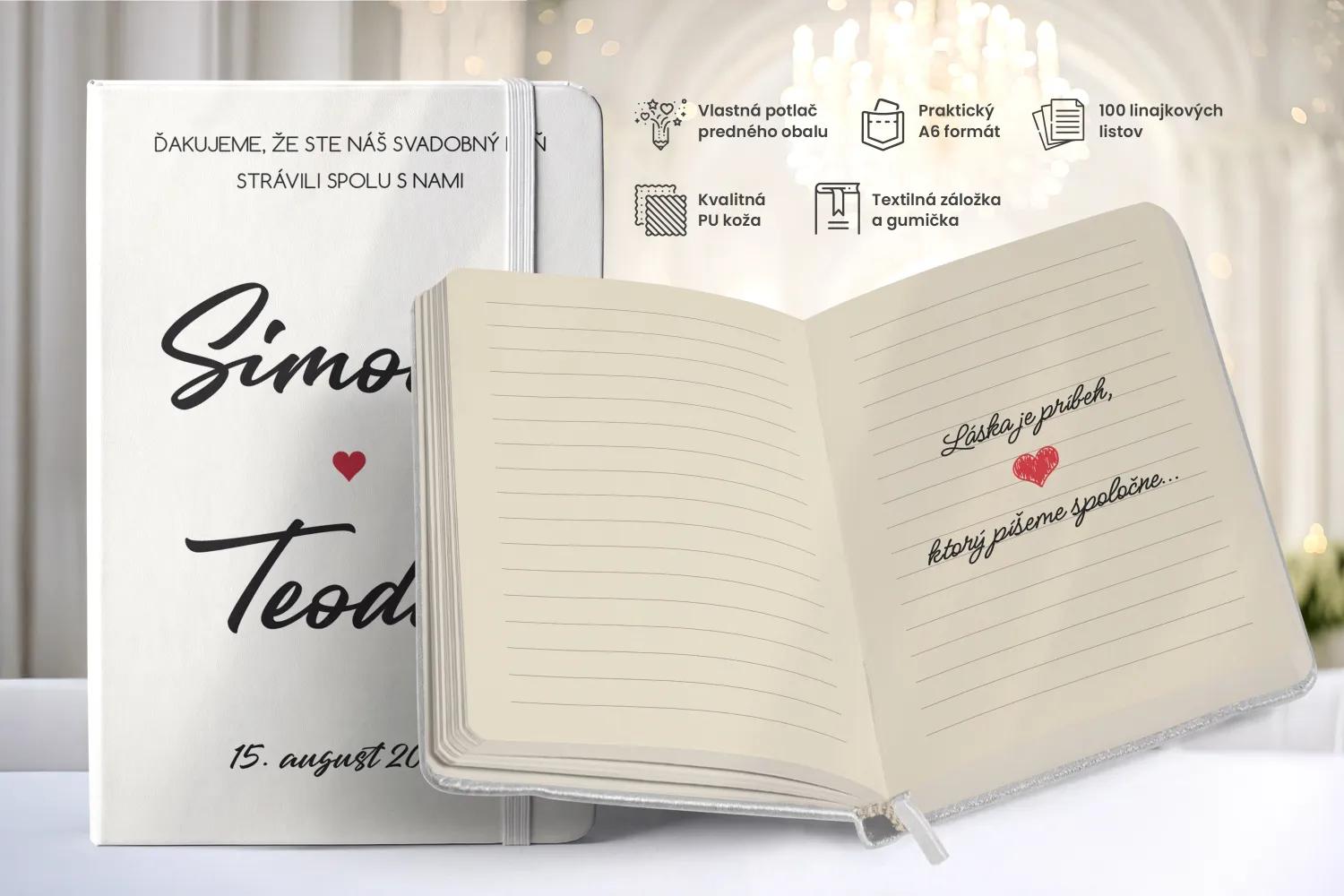 Personalizovaný svadobný zápisník pre hostí - vzor Jedno srdce 1/2