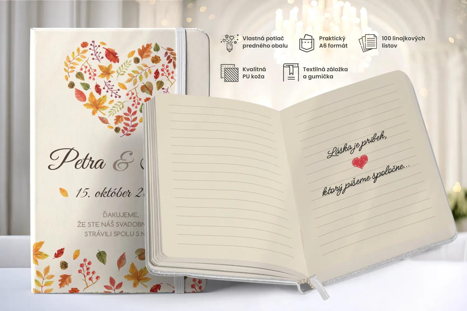 Personalizovaný svadobný zápisník pre hostí - vzor Jeseň 01 1/2